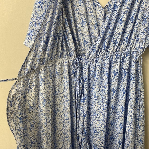 MATERNITY AND POST PARTUM WRAP DRESS BLUE FLORAL PRINT V BACK AND TRUE WRAP - Picture 15 of 15